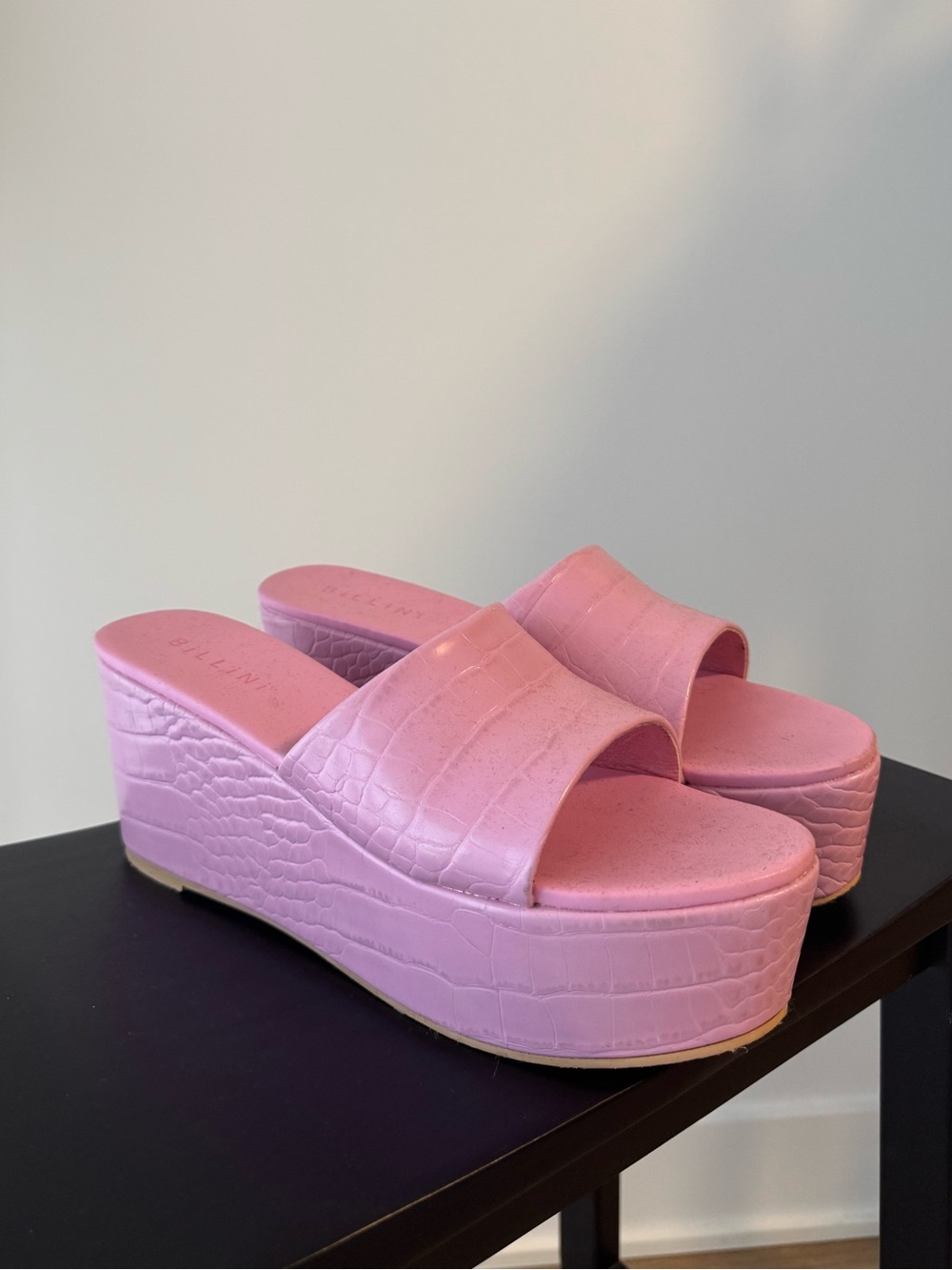 Pink Platform Slide Wedges - Women's Casual Summer Sandals
